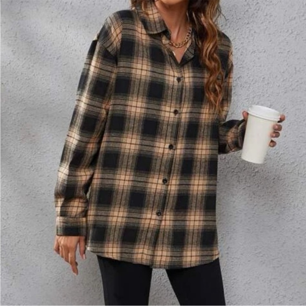 Plaid Print Drop Shoulder Shirt - Picture 3 of 5